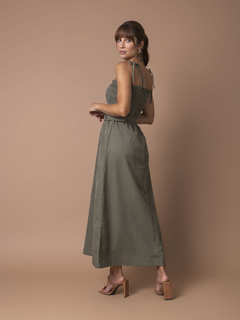 Vestido Lastex em Veludo Suede - Verde Oliva - Fernanda Gardini