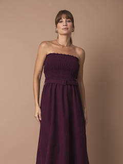 Vestido Lastex em Veludo Suede - Burgundy - loja online