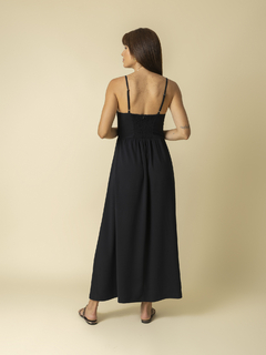 Vestido Alcinha com Franzidos Midi - Preto na internet