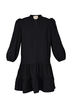 Vestido Chemise Curto com Babados - Preto - Fernanda Gardini