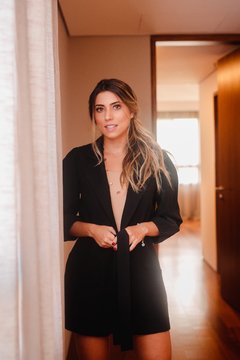 Blazer com Faixa e Manga Bufante - Preto - comprar online