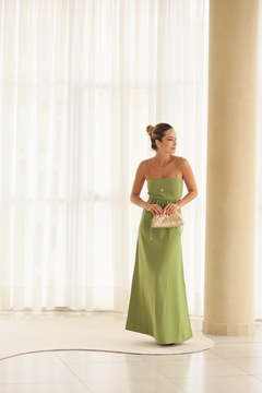 Vestido com Abertura Lateral - Verde Matcha na internet