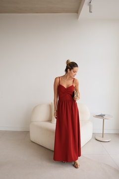 Vestido Alcinha com Franzidos Midi - Vermelho - Fernanda Gardini
