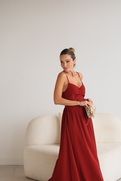 Imagem do Vestido Alcinha com Franzidos Midi - Vermelho