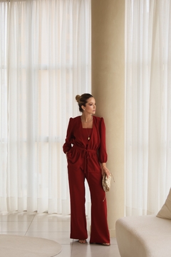 Calça Lastex Reta em Crepe - Vermelho - loja online