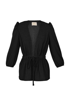 Blusa Manga Bufante com Amarração - Preto - Fernanda Gardini