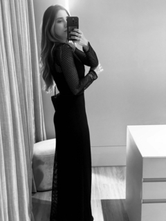 Vestido Tela Manga Comprida - Preto