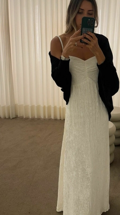 Vestido em Veludo Plissé - Off White