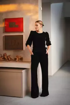 Calça Lastex em Veludo - Preto - comprar online