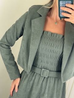 Blazer Curto Veludo Suede - Verde Oliva - comprar online