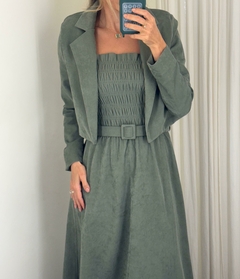 Blazer Curto Veludo Suede - Verde Oliva na internet
