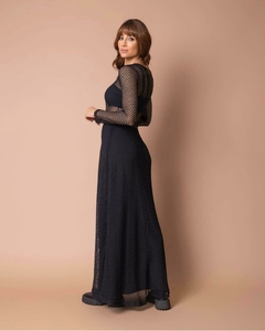Vestido Tela Manga Comprida - Preto na internet