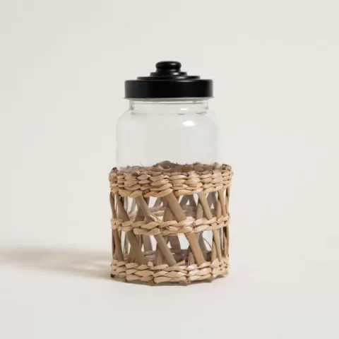 FRASCO DE VIDRIO BARDAK MALLA DE MIMBRE GRANDE