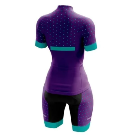 Macaquinho Feminino Poa Roxo/Azul Damatta - comprar online