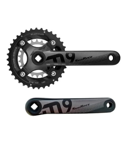 Pedivela Duplo 9 Velocidades Ponta Quadrada Sunrace M926 36,22 175mm