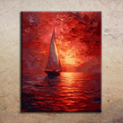 Velero en rojos - Pinta por números!