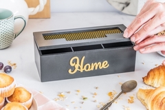 CAJA DE TE GRIS OSCURO HOME TAPA CON REJILLA en internet