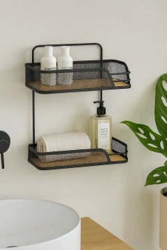 ORGANIZADOR DE DUCHA BLACK METAL BAMBU - comprar online