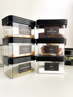 SET x6 CONTENEDOR MINI 400 cc PARA ESPECIAS BLACK - comprar online