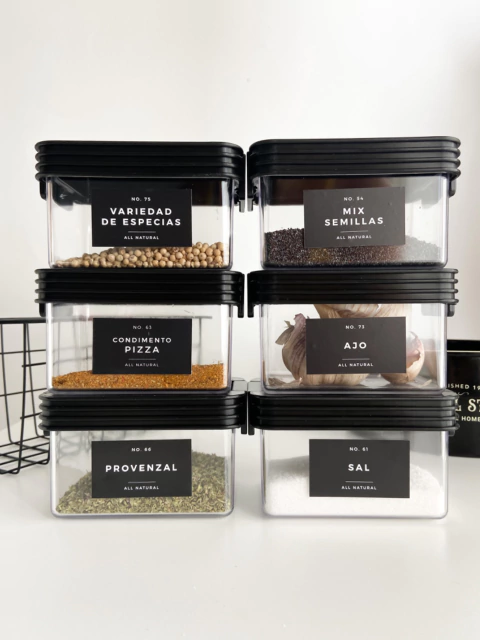 SET x6 CONTENEDOR MINI 400 cc PARA ESPECIAS BLACK