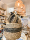 CANASTO CESTO YUTE CON MANIJA BLACK - comprar online