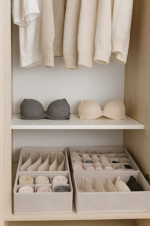 SET ORDEN DE PLACARD 4 CESTOS CON DIVISIONES GRIS CLARO - comprar online