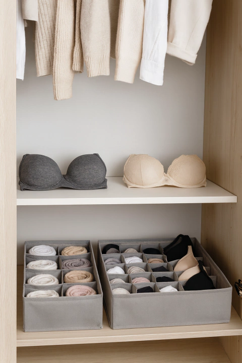 SET ORDEN DE PLACARD 4 CESTOS CON DIVISIONES GRIS