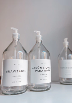 BOTELLON LAUNDRY CON PICO ETIQ BLANCA TRANSPARENTE 1 LITRO - comprar online