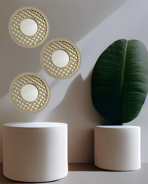 SET x3 ESPEJOS 24 cm DORADO
