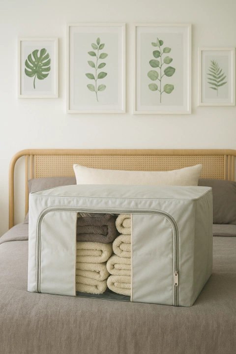 CAJA DE GUARDADO DE TELA CON CIERRE Y VISOR - comprar online