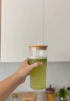 VASO DE VIDRIO BIG TAPA BAMBU OSLO 650 cc