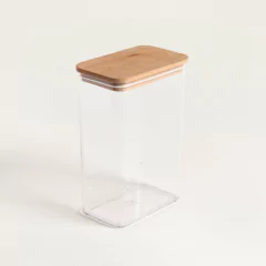 RECIPIENTE 2litros RECTANGULAR ACRILICO TAPA MADERA en internet