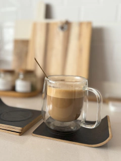 SET X4 BANDEJITAS PARA TAZA MADERA BLACK