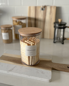 RECIPIENTE 1500 ml REDONDO ACRILICO TAPA MADERA