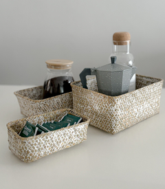 SET x3 CANASTOS RUSTICOS MIMBRE MULTIUSO