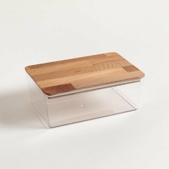 RECIPIENTE RECTANGULAR 1500 CC ACRILICO TAPA MADERA