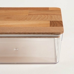 RECIPIENTE RECTANGULAR 1500 CC ACRILICO TAPA MADERA - comprar online
