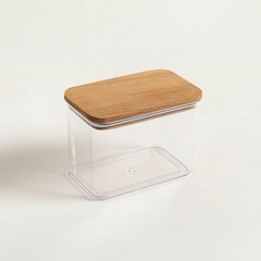 RECIPIENTE RECTANGULAR 1L ACRILICO TAPA MADERA en internet