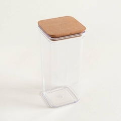 RECIPIENTE 1500 ml CUADRADO ACRILICO TAPA MADERA en internet