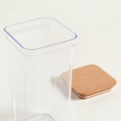 RECIPIENTE 1500 ml CUADRADO ACRILICO TAPA MADERA - Mama al Mando