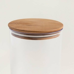 RECIPIENTE 1500 ml REDONDO ACRILICO TAPA MADERA - Mama al Mando