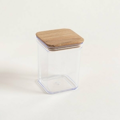 RECIPIENTE 1L CUADRADO ACRILICO TAPA MADERA - comprar online