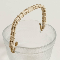 HIELERA DE VIDRIO 13 cm x 9 MANIJA RATTAN - comprar online