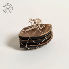 SET DE 3 COPETINEROS ACACIA HOJA