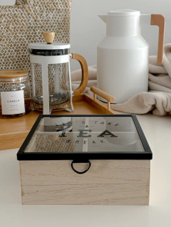 CAJA DE TE TAPA DE VIDRIO C/ METAL
