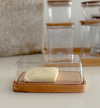 RECIPIENTE BASE MADERA PARA LACTEOS ACRILICO