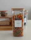 RECIPIENTE 1500 ml CUADRADO ACRILICO TAPA MADERA