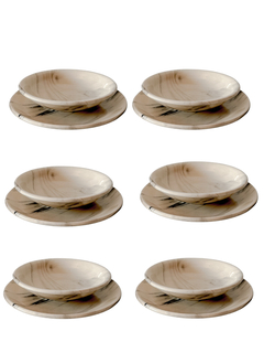 SET VAJILLA PLATOS LINEA MARMOLADA X12 PIEZAS