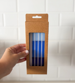 SET X4 SORBETES VIDRIO AZUL + CEPILLO LIMPIADOR