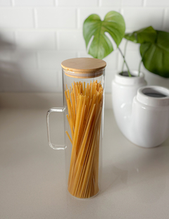 FRASCO VIDRIO 1500 ml CON MANIJA TAPA BAMBU - Mama al Mando
